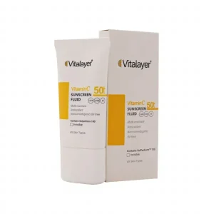 بی بی کرم فلوئید بژ ویتالیر با SPF50 دارای ویتامین C